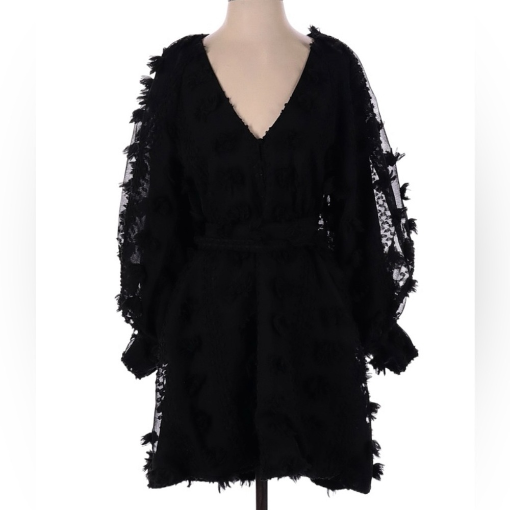 Massimo Dutti Casual black texture midi dress